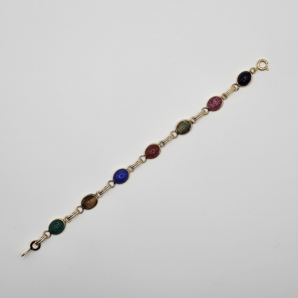 A & Z 12k Gold Filled Art Deco Etched Bead Bracelet - Picture 8 of 8